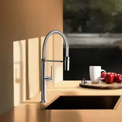 VAINSA - Grifería Mezcladora Monocomando Lavadero Pico Flexible Resorte Bali