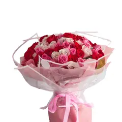 GENERICO - Ramo Majestuoso 100 rosas: rojo, rosado y blanco