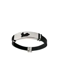 JOYERIA D'PILMER - PULSERA DE CUERO CON PLACA DE PLATA MAPA DEL PERU PLATA