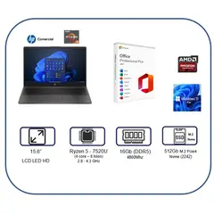 HP - ULTIMA 255 G10 - Ryzen 5 7520U - 16Gb RAM DDR5 - 512Gb SSD - Windows 11 Pro - Office 2021