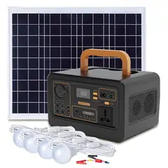 LIDIMI - Estación Solar Portátil 300W Panel 10W 4 Lámparas Radio Bluetooth