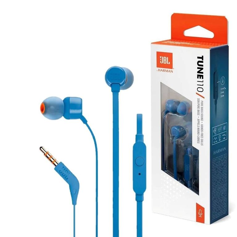Audífonos Tune 110 Azul,Con Micrófono Y Conector 3.5Mm