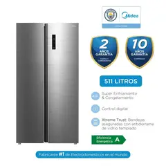 MIDEA - Refrigeradora Side By Side  511 Litros Inverter Inox MDRS710FGR46PE - Silver_.