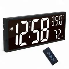 GENERICO - Reloj Digital de pared 41x17cm con Control remoto Humedad y Temperatura