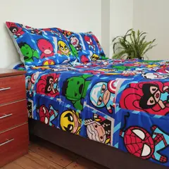 GENERICO - EDREDON 1.5 PLAZA SUPER HEROES HERO + FUNDAS DE ALMOHADA PROMO