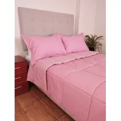 GENERICO - EDREDON 2 PLAZAS PERU PIMA ROSA GLADIOLO + FUNDAS DE ALMOHADA PROMO