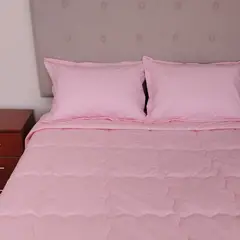 GENERICO - EDREDON 2 PLAZAS COOKIE PIMA ROSA ROSEDAL + FUNDAS DE ALMOHADA PROMO
