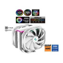 DEEPCOOL - Disipador Por Aire AS500PLUS WH 2 x 14 cm.220 W.ALTURA: 164mm