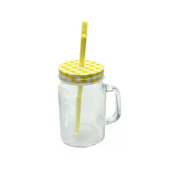 ICHIMATSU - Mason Jar 500 Ml Liso T/Color C/Cañita X6.