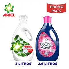 ARIEL - Detergente 3 LT + Suavizante 2.6 LT DOWNY. PROMO PACK