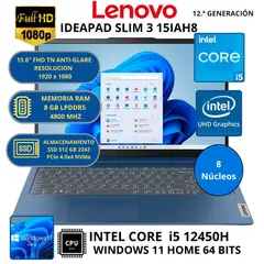 Laptop IDEAPAD SLIM 3 15IAH8 INTEL CORE i5-RAM 8GB SSD 512GB INTEL UHD GRAPHICS
