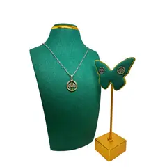 GENERICO - Pack Acero Collar con dije y Aretes - Arbol Abundancia Enc Plateado