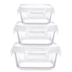 OEM - Taper de Vidrio Hermético Cuadrado Set de 3 Unidades