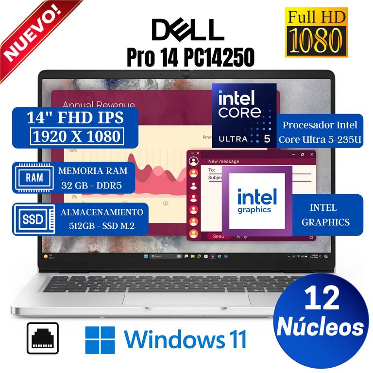 Laptop Pro 14 PC14250 14" FHD IPS, Core Ultra 5-235U, Ram 32GB, Ssd 512GB, Win 11 Pro