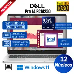 DELL - Laptop Pro 14 PC14250 14" FHD IPS, Core Ultra 5-235U, Ram 32GB, Ssd 512GB, Win 11 Pro