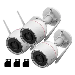 EZVIZ - H3C 3K 3-PACK 128GB Cámara de Seguridad WIFI 5MP ext