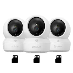 EZVIZ - H6C PRO 2K 3-PACK 64GB Cámara de Seguridad WIFI PT 360