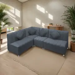 MOVENDA - Sofá Seccional en L Treveris 5 Cuerpos Plomo