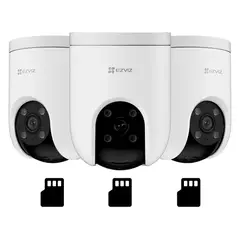 EZVIZ - H8C PoE 2K 3-PACK 256GB Cámara de Seguridad WIFI PoE