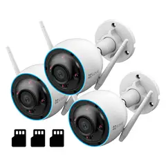 EZVIZ - H3 3K 3-PACK 64GB Cámara de Seguridad WIFI 5MP ext