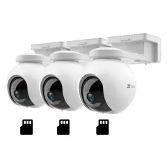 EZVIZ - CB8 2K 3-PACK 256GB Cámara de Seguridad WIFI 3MP Bat