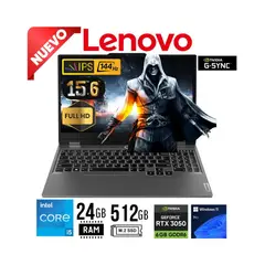 LENOVO - LAPTOP LOQ GAMER 6GB RTX 3050 14HHZ I5 24GB DDR5 512GB SSD ILUMINADO IPS W11 PRO