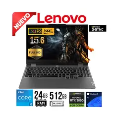 LENOVO - LAPTOP GAMING LOQ 156 14HHZ i5 12450HX 24GB 512GB SSD 6GB RTX3050 W11 PRO