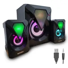 GENERICO - Parlante Multimedia Subwoofer 3 en 1 con Luces Rgb Para Pc Tv