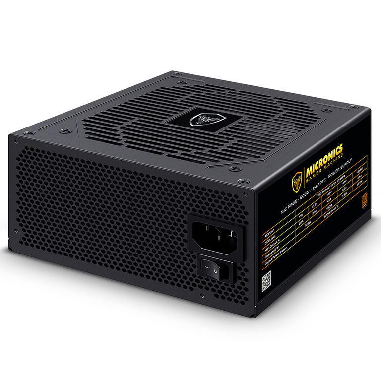 Fuente De Poder Gamer 600w 80 Plus Bronze Mic P80b Negro