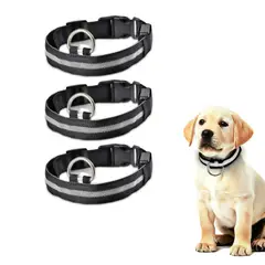 GENERICO - PACK X3 COLLAR LED PARA MASCOTA NEGRO TALLA M