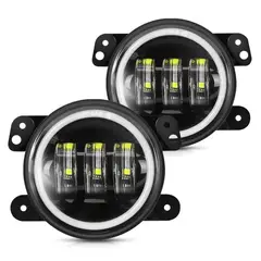 GENERICO - Faro Neblinero 4 Pulg Luz Blanco Y Auriola Blanco 2 Piezas