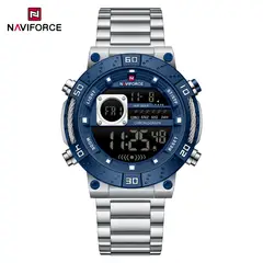 NAVIFORCE - Reloj Hombre NF9241 PLATA AZUL Digital Acero Inoxidable