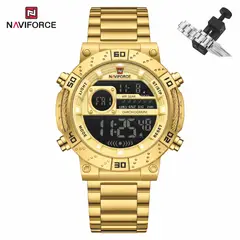 NAVIFORCE - Reloj Hombre NF9241 ORO DORADO Digital Acero Inoxidable