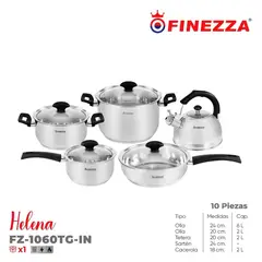 FINEZZA - Juego de Ollas de Acero Inoxidable 10 Piezas FZ-1060TG-IN