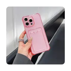 GENERICO - Case Fucsia Transparente con bolsillo - Iphone 11