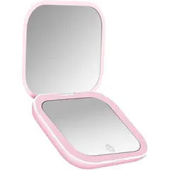 GENERICO - Espejo de Maquillaje Rosado Recargable con Luces