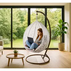 GENERICO - SILLA SILLÓN COLUMPIO COLGANTE DE TERRAZA PARA JARDÍN INTERIOR Y EXTERIOR BLANCO