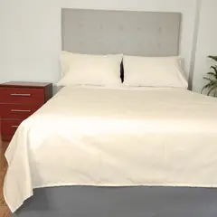 GENERICO - JUEGO SABANAS LISO KING 200 HILOS PERU PIMA CREMA IVORY PROMO