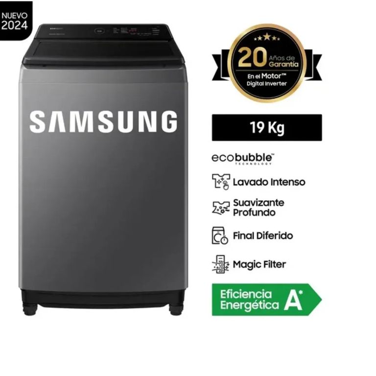 LAVADORA 19KG WA19CG6441BD ECOBUBBLE GRIS OSCURO