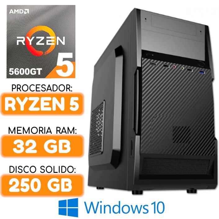Computadora CPU RYZEN 5 5600GT RAM 32Gb SSD 250Gb Windows PC