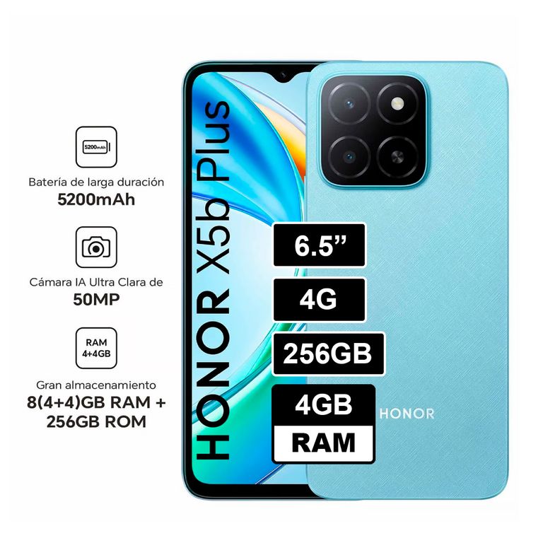 Celular X5B Plus 6.5 pulg 4GB RAM 256GB 50MP Ocean Blue
