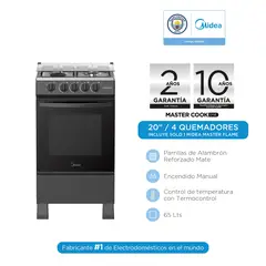 MIDEA - Cocina a gas MGS20FS2LFABB-PE4 Quemadores Negra