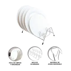 GENERICO - Pack4 Porta Platos de Acero 10div Y+Papel de Regalo