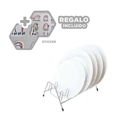 GENERICO - Pack6 Porta Platos de Acero 10div Y+Regalo Stickers
