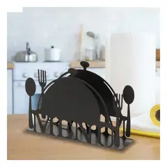 GENERICO - Pack6 Soporte de Uso en Servilleta para Cena en Negro