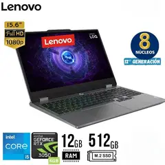 LENOVO - LAPTOP GAMING LOQ 156 14HHZ i5 12450HX 12GB 512GB SSD 6GB RTX3050 W11 PRO
