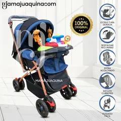BABY - Coche Cuna Didactico «SHABERT GOLD» de Lujo Blue