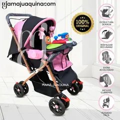 BABY - Coche Cuna Didactico «SHABERT GOLD» de Lujo Pink