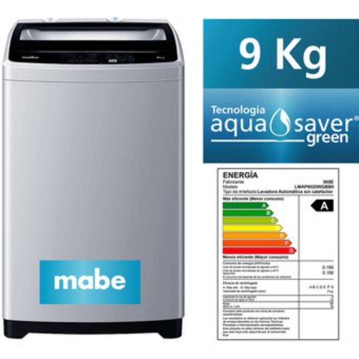 Lavadora automática de 9 kg silver Mabe- LMAP9020WGBB0