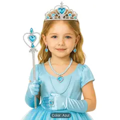 GENERICO - TIARA DE NIÑA - INCLUYE VARITA+ COLLAR + ARETE + ANILLO Y GUANTES